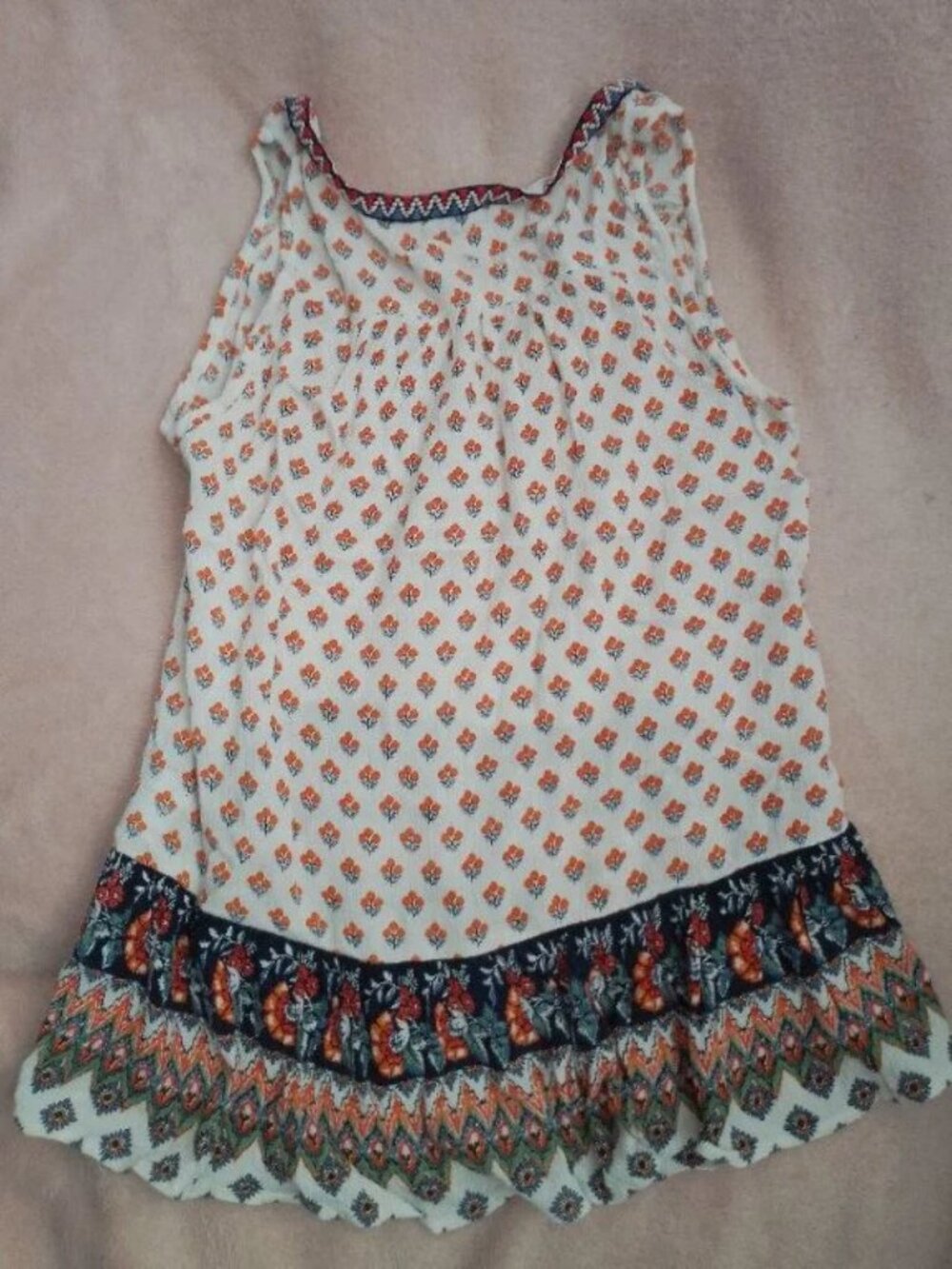 Patrons of Peace - Boho Tank Top Blouse Hi-Low | XS | Floral Pattern - Picture 3 of 6